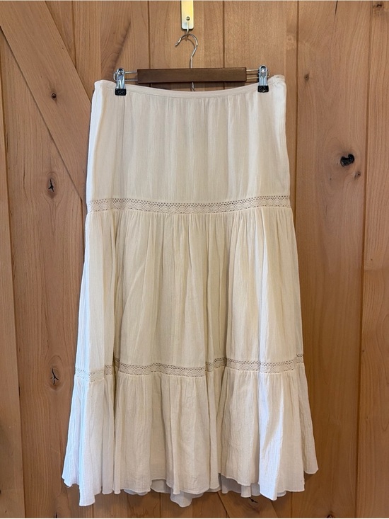Polo Ralph Lauren Dresses & Skirts - Vtg Polo RALPH LAUREN JEANS CO Skirt Midi Ivory Boho 90s Country L Cottage